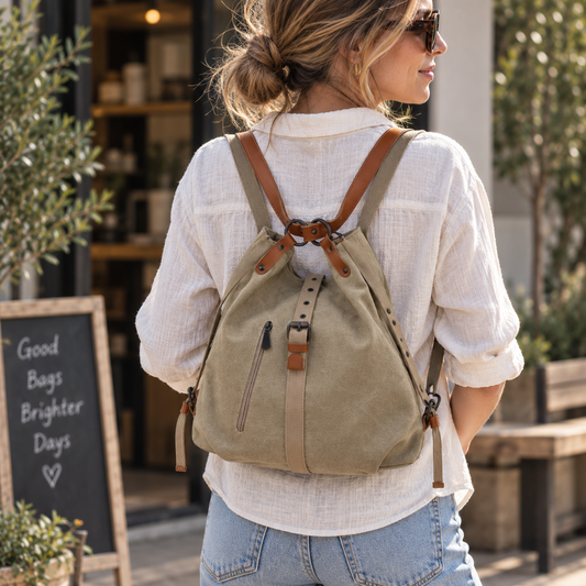 Canvas Bucket Shoulder Bag | Multi-Functional Drawstring Bag