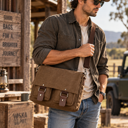 Men's Canvas Messenger Bag | Casual Commuter Crossbody