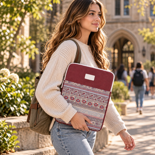 Boho Canvas Laptop Sleeve | Patterned Padded Laptop Case