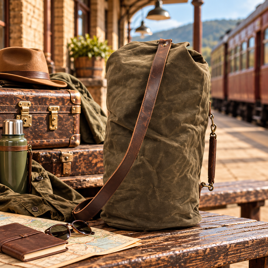 Waterproof Canvas Duffel Bag | Cylindrical Travel Backpack