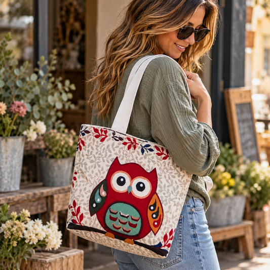 Embroidered Animal Print Mini Tote Bag | Retro Handbag
