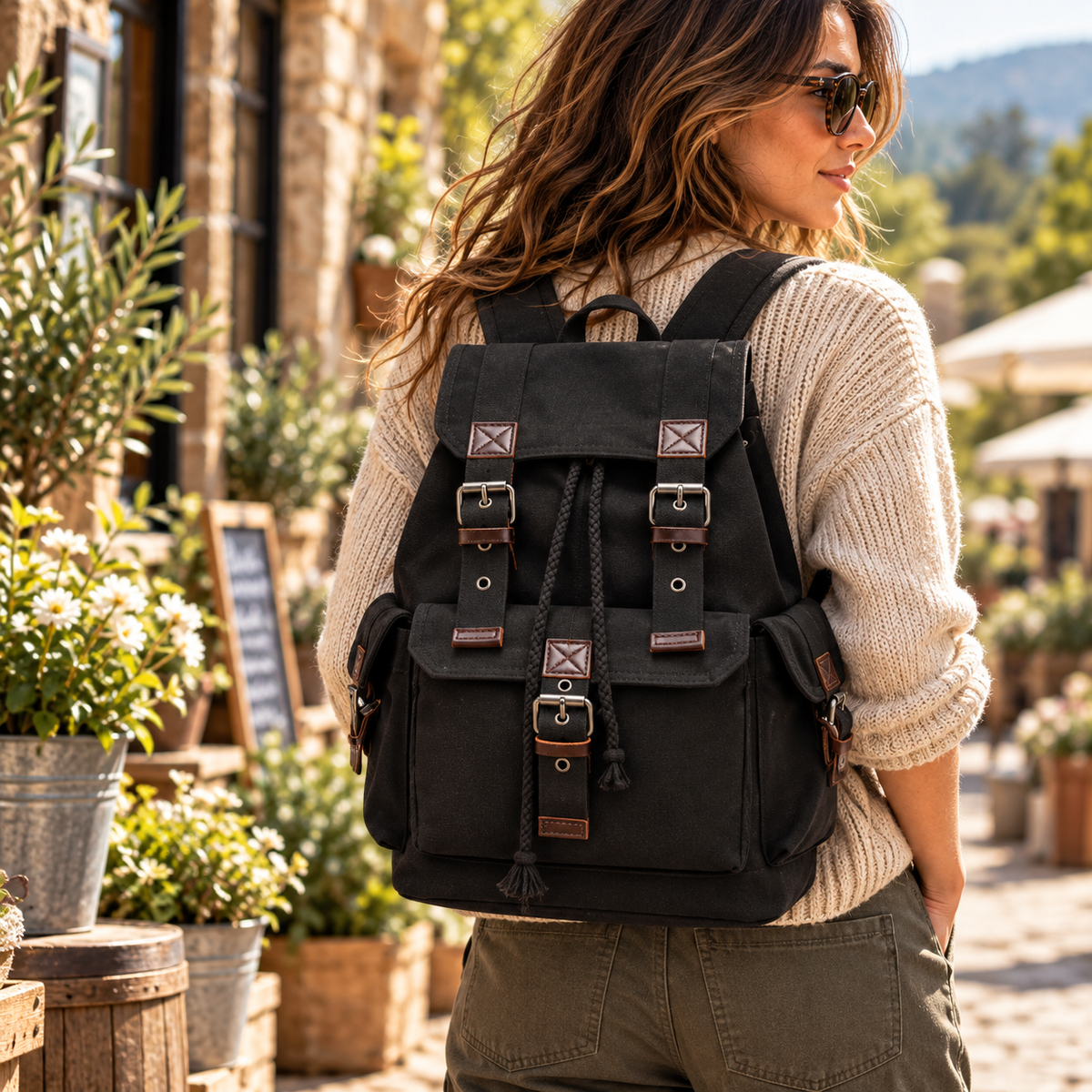 Men's Canvas Backpack | Large Capacity 14" Laptop Bag