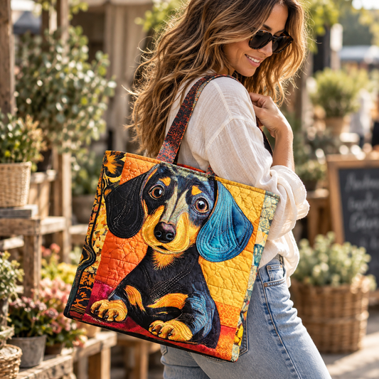 Canvas Dog Print Tote Bag | Illustrated Animal Shoulder Bag