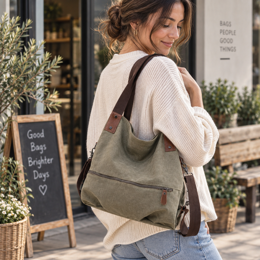 Casual Canvas Hobo Bag | Everyday Commuter Shoulder Bag