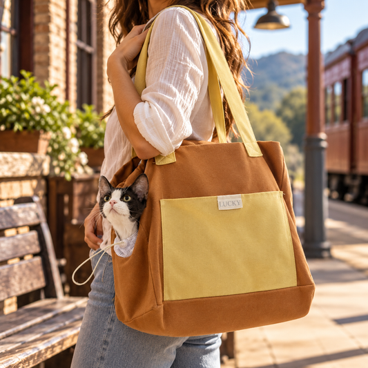 Canvas Pet Carrier Tote | Portable Cat & Dog Outing Bag