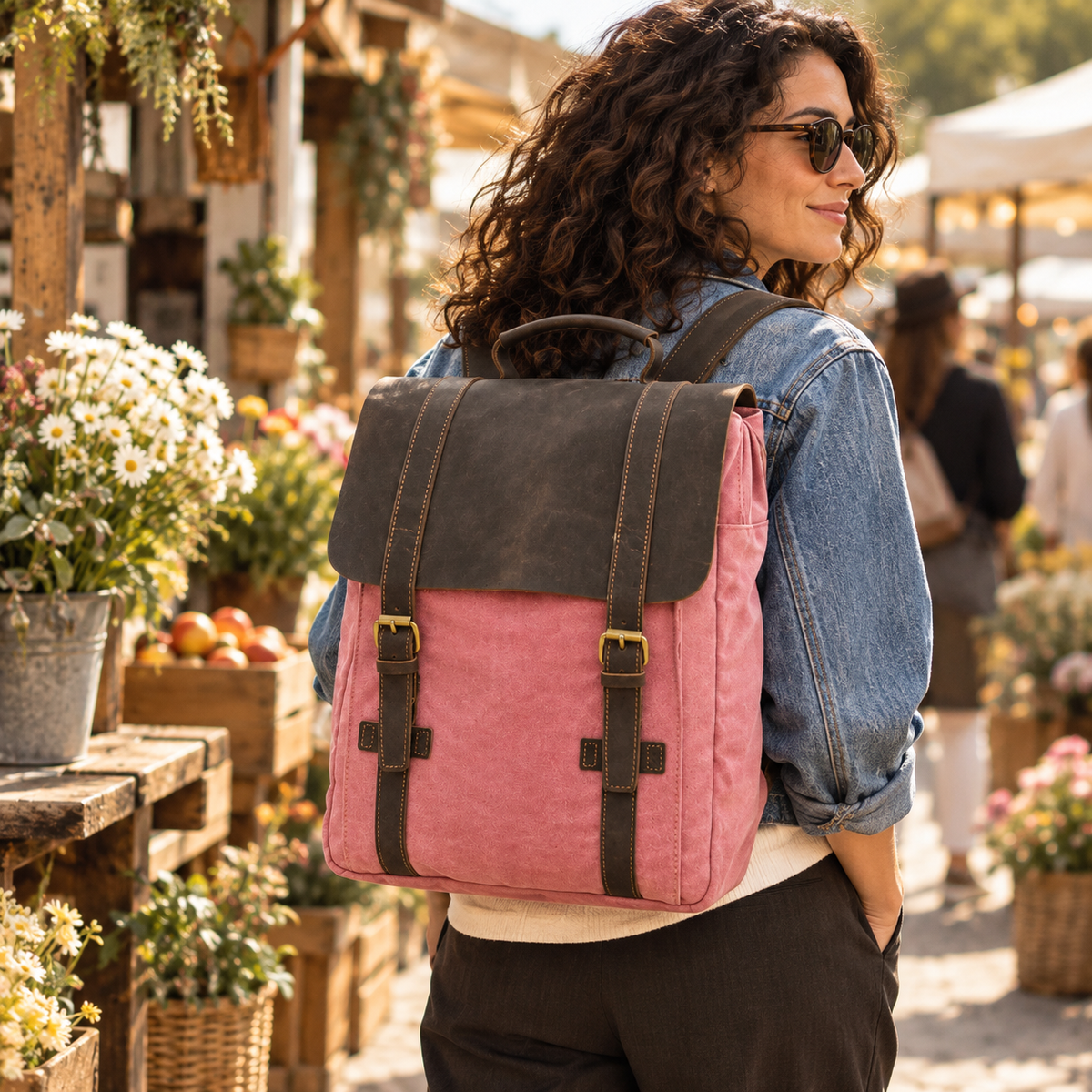 Vintage Canvas Backpack | Crazy Horse Leather Trim Rucksack