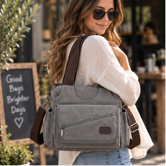 Women's Canvas Shoulder Bag | Casual Everyday Handbag