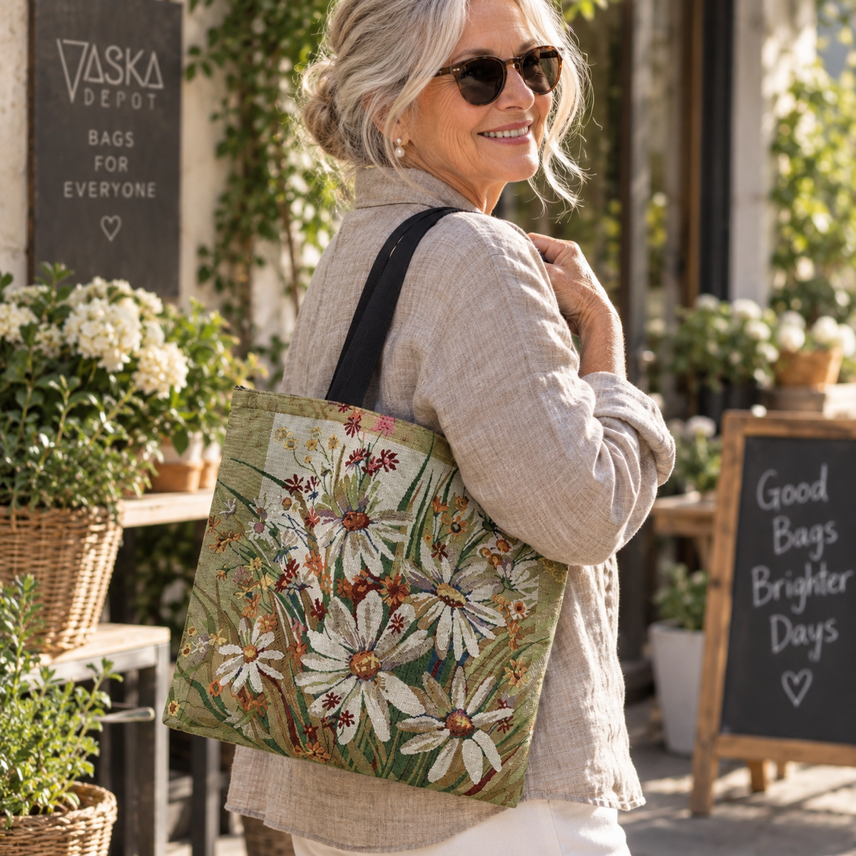 Printed Canvas Tote Bag | Large Capacity European Retro Handbag