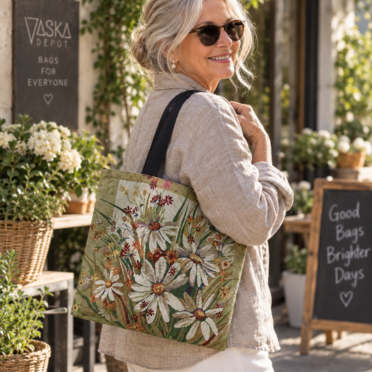 Printed Canvas Tote Bag | Large Capacity European Retro Handbag