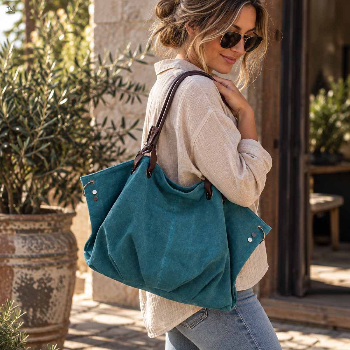 Soft Canvas Hobo Bag | Large Capacity Slouchy Shoulder Bag