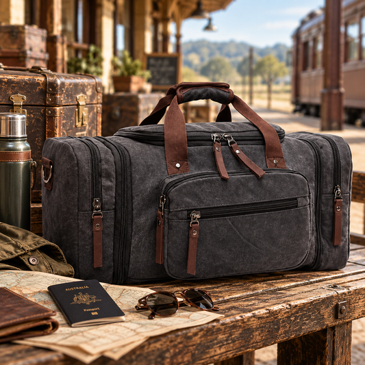 Men's Canvas Duffel Bag | Waterproof Weekend Travel Bag