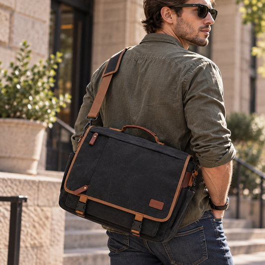 Waterproof Canvas Laptop Bag | 17" Men's Messenger Bag